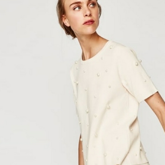 2/$45 Knit faux pearl studded short sleeve top - Picture 5 of 10